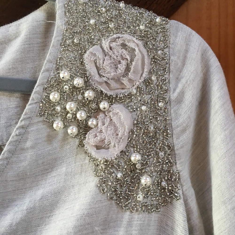 Zara Basic Solid Light Grey Dress With Jewels - image 2